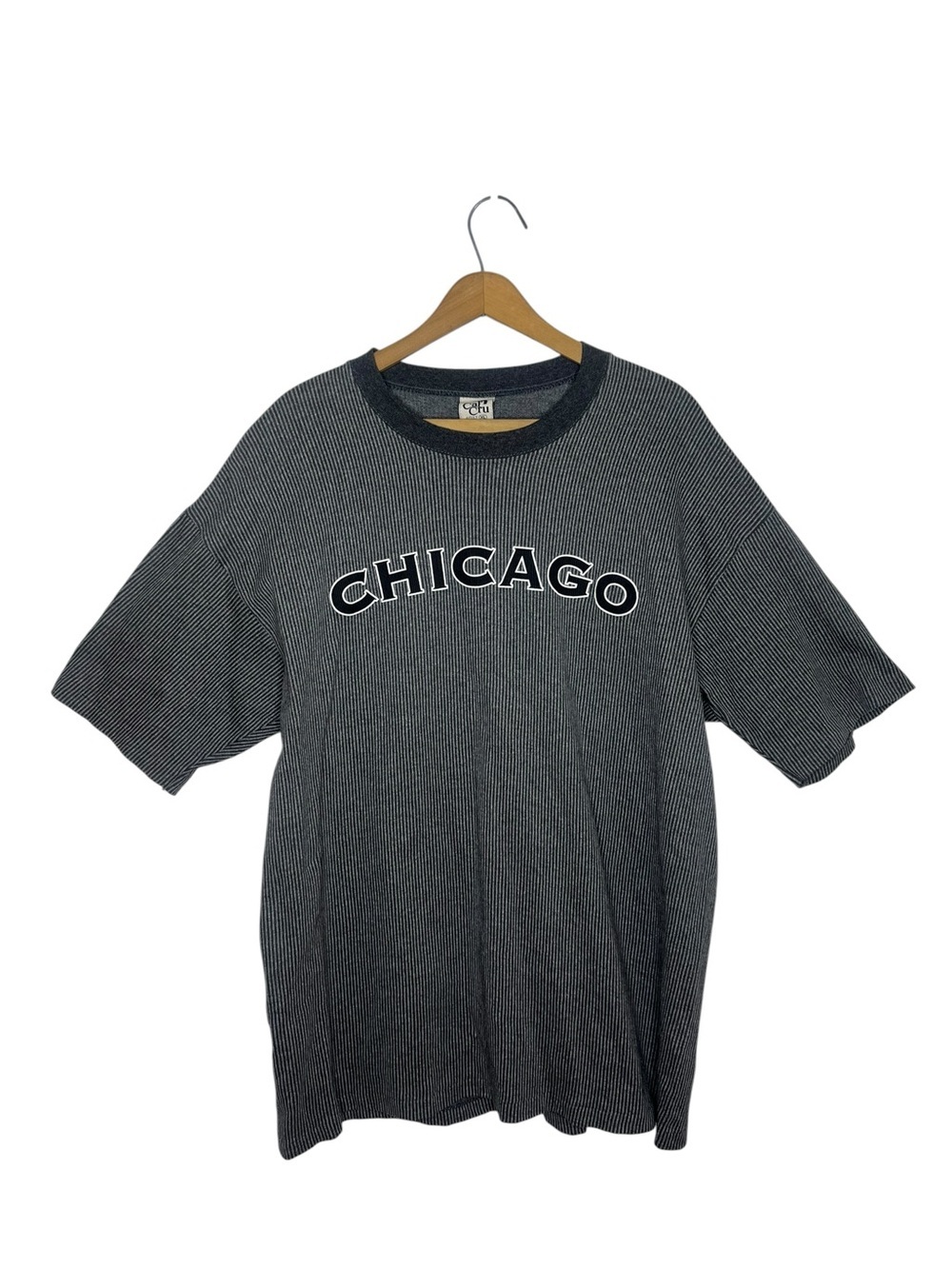 Vintage Chicago Ribbed Single Stitch T Shirt XL Gray Textured 90s White Sox